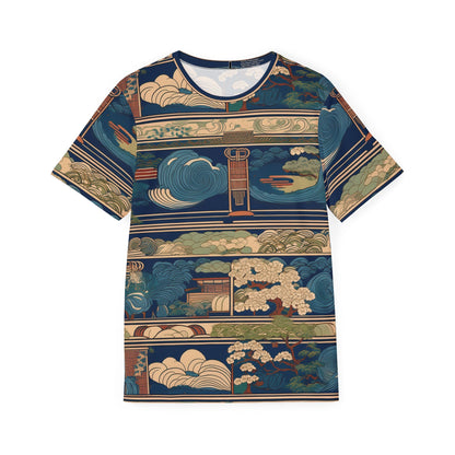 Men's Sports Jersey - Vintage Japanese Inspired Landscape Design