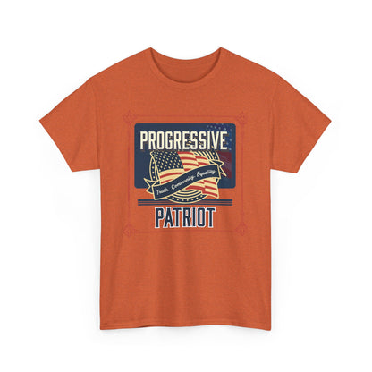 Progressive Patriot- Unisex Heavy Cotton Tee, Retro T-Shirt, Casual Wear, Gift for Activists, Independence Day, Protests, Everyday Apparel