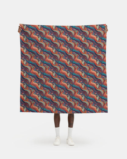 Repeat Pattern Fabric, Vibrant and Swirling diagonal Waves