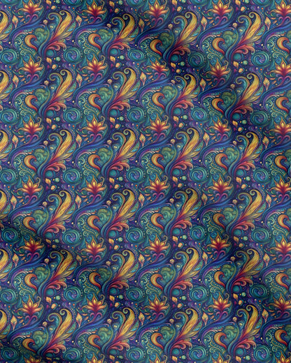 Fabric, bright psychedelic lilies