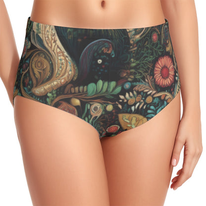 All-Over Print Women's Swimsuit Set With Halter, Black rabbits