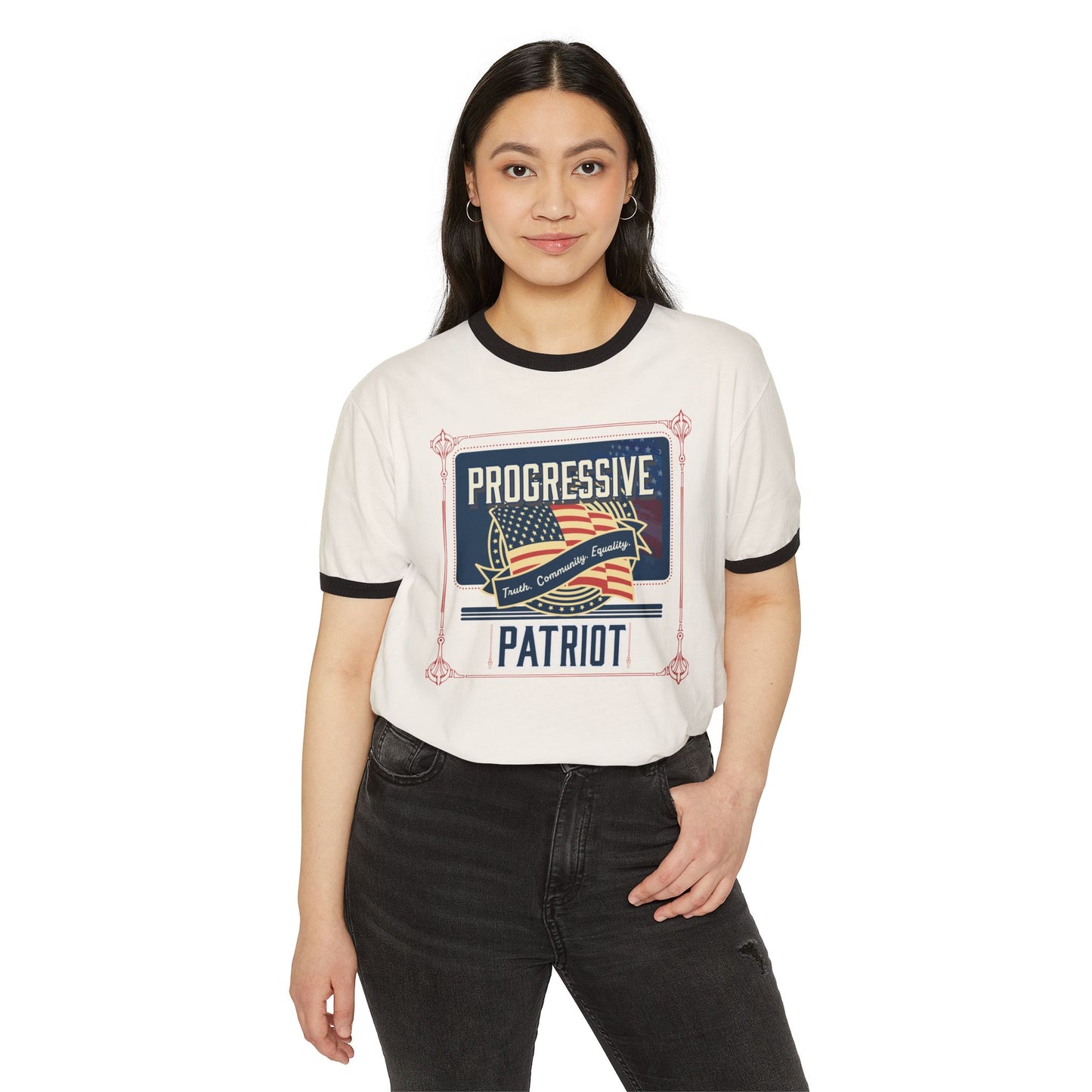 Retro American Flag Progressive Patriot Unisex T-Shirt, Truth Community Equality, USA Pride Tee, Fourth of July Shirt, Political Activist