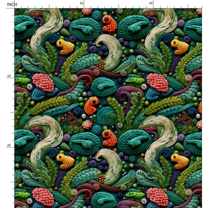 Frog and Blackberry Fabric Design