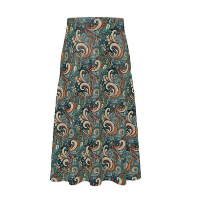 Midi Skirt, Vintage paisley swirls