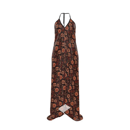 Halterneck Backless Dress, Vintage roses