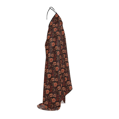 Halterneck Backless Dress, Vintage roses