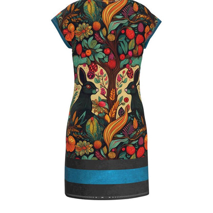Ladies Tunic T Shirt, Twin black rabbits