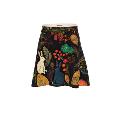 Flared Skirt, Fraternal Rabbits and red berries