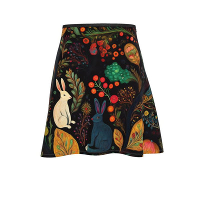 Flared Skirt, Fraternal Rabbits and red berries