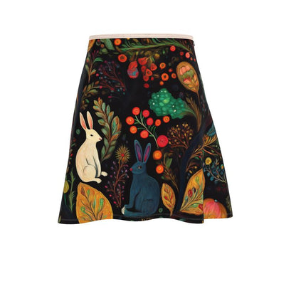 Flared Skirt, Fraternal Rabbits and red berries