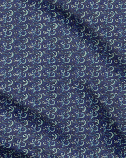 Repeat Pattern Fabric, Vibrant and Swirling Cyans