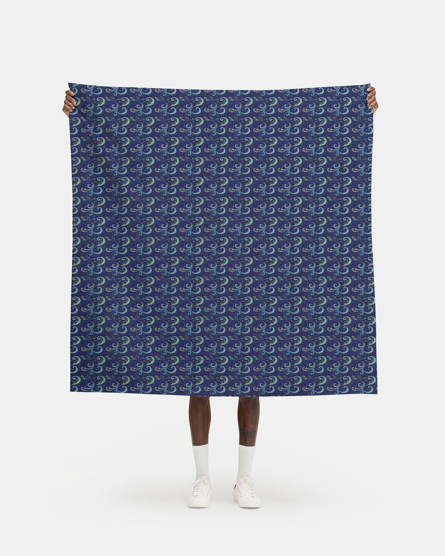 Repeat Pattern Fabric, Vibrant and Swirling Cyans