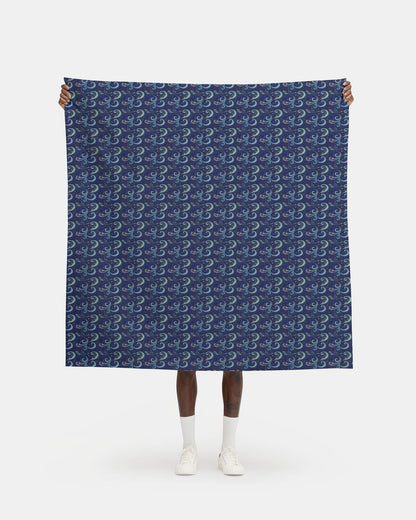 Repeat Pattern Fabric, Vibrant and Swirling Cyans