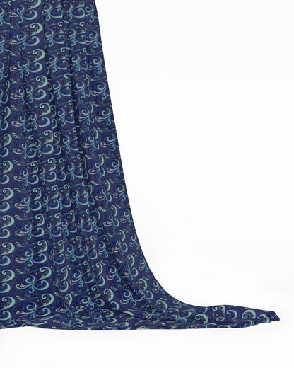 Repeat Pattern Fabric, Vibrant and Swirling Cyans