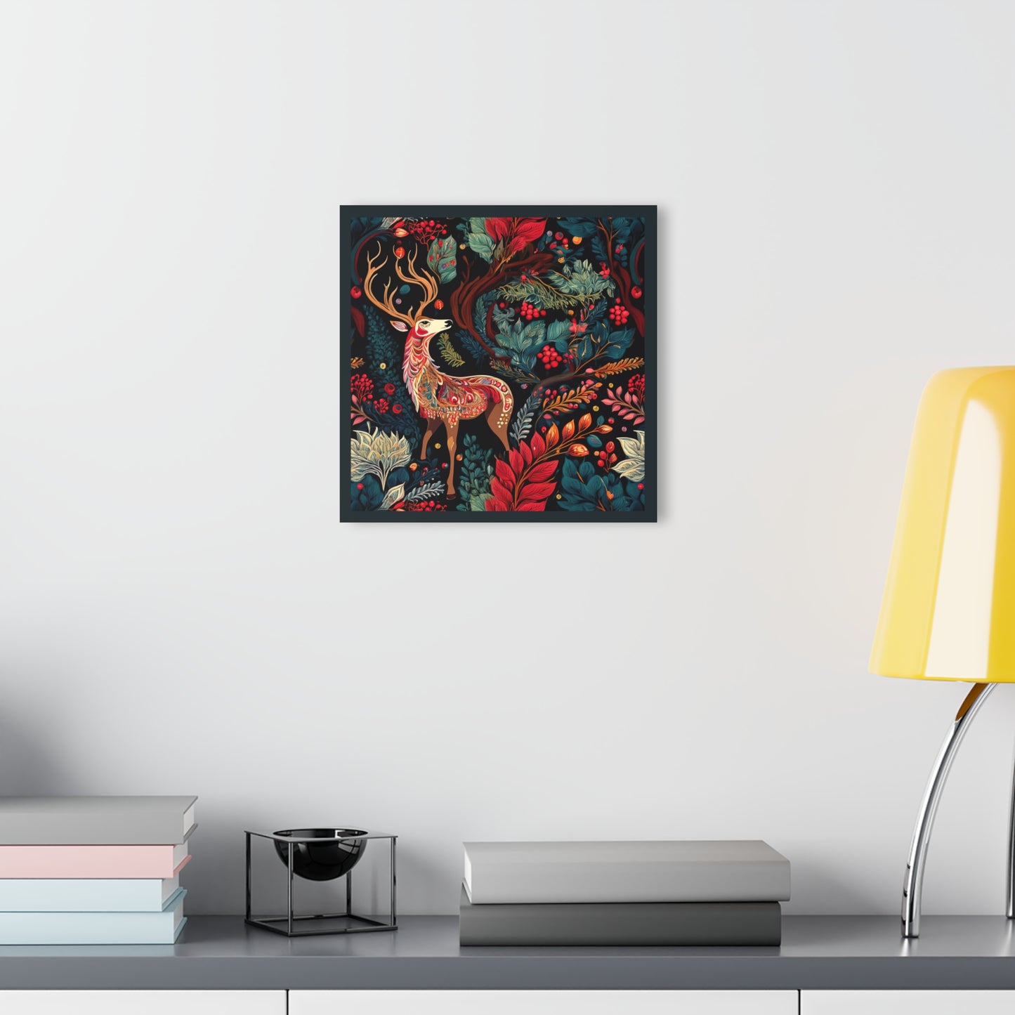 Acrylic Print - Surrealist Deer Nighttime Forest Deco