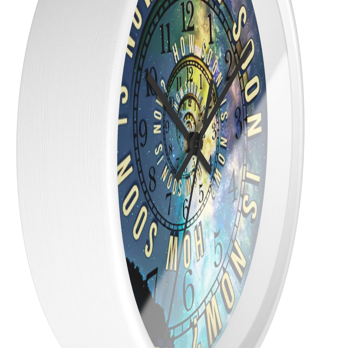Galaxy Wall Clock, Time and Space, How Soon Is Now Song Title, Spiral Design Clock, Music Lover Gift, Unique Decor, Celestial Space Clock