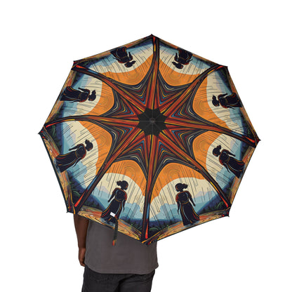 Artistic Foldable Umbrella - Stylish Rain Gear, Unique Gift for Her, Fashionable Travel Accessory, Rainy Day Essential, Outdoor Events