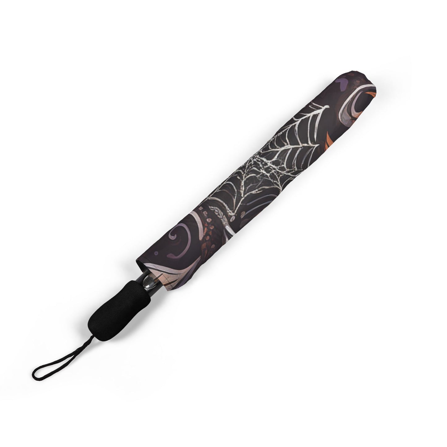 Foldable Umbrella - Autumn Leaves and Spiderwebs Design