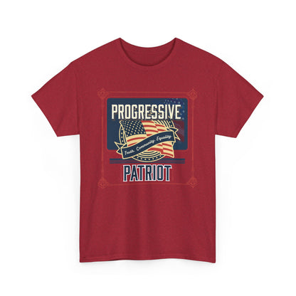 Progressive Patriot- Unisex Heavy Cotton Tee, Retro T-Shirt, Casual Wear, Gift for Activists, Independence Day, Protests, Everyday Apparel