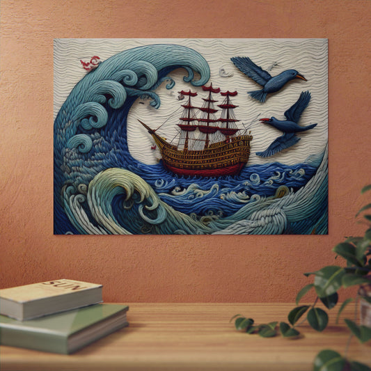 Aluminum panel Artwork - Pirate Ship and Tsunami Wave