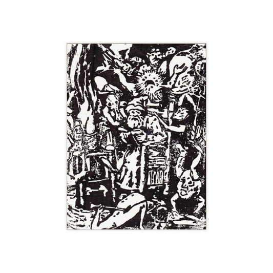 Ceramic Tile, Linoleum Block Print, Wizard Print Design, Pieter Brueghel, Woodcut Design, Demon Scene, Home Decor, Wall Art, Kitchen Trivet