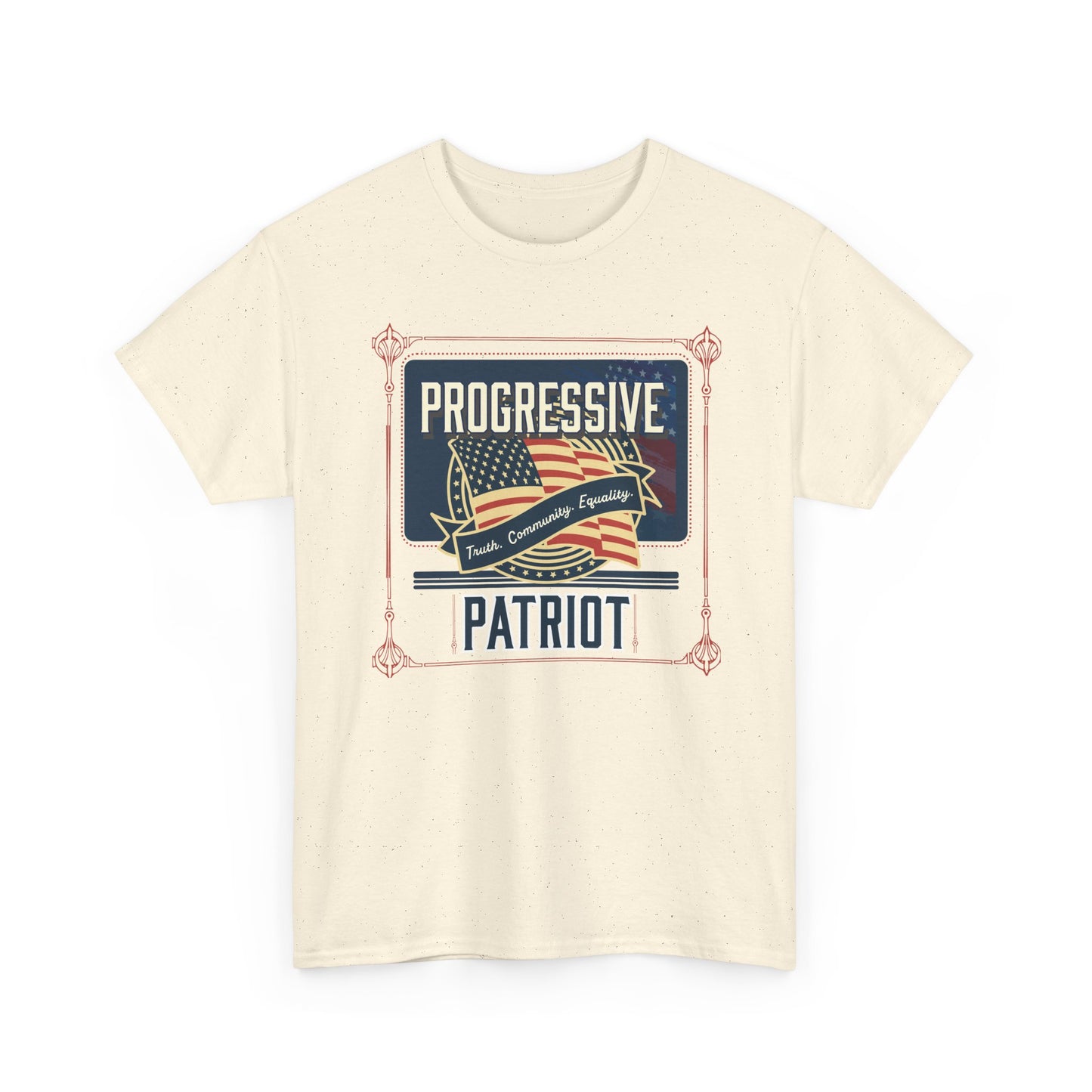 Progressive Patriot- Unisex Heavy Cotton Tee, Retro T-Shirt, Casual Wear, Gift for Activists, Independence Day, Protests, Everyday Apparel