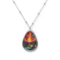 Forest Fire Float, Oval Necklace, Unique Jewelry for Space Enthusiasts, Colorful Anniversary Pendant, Fishing Gift, Handmade Beaded