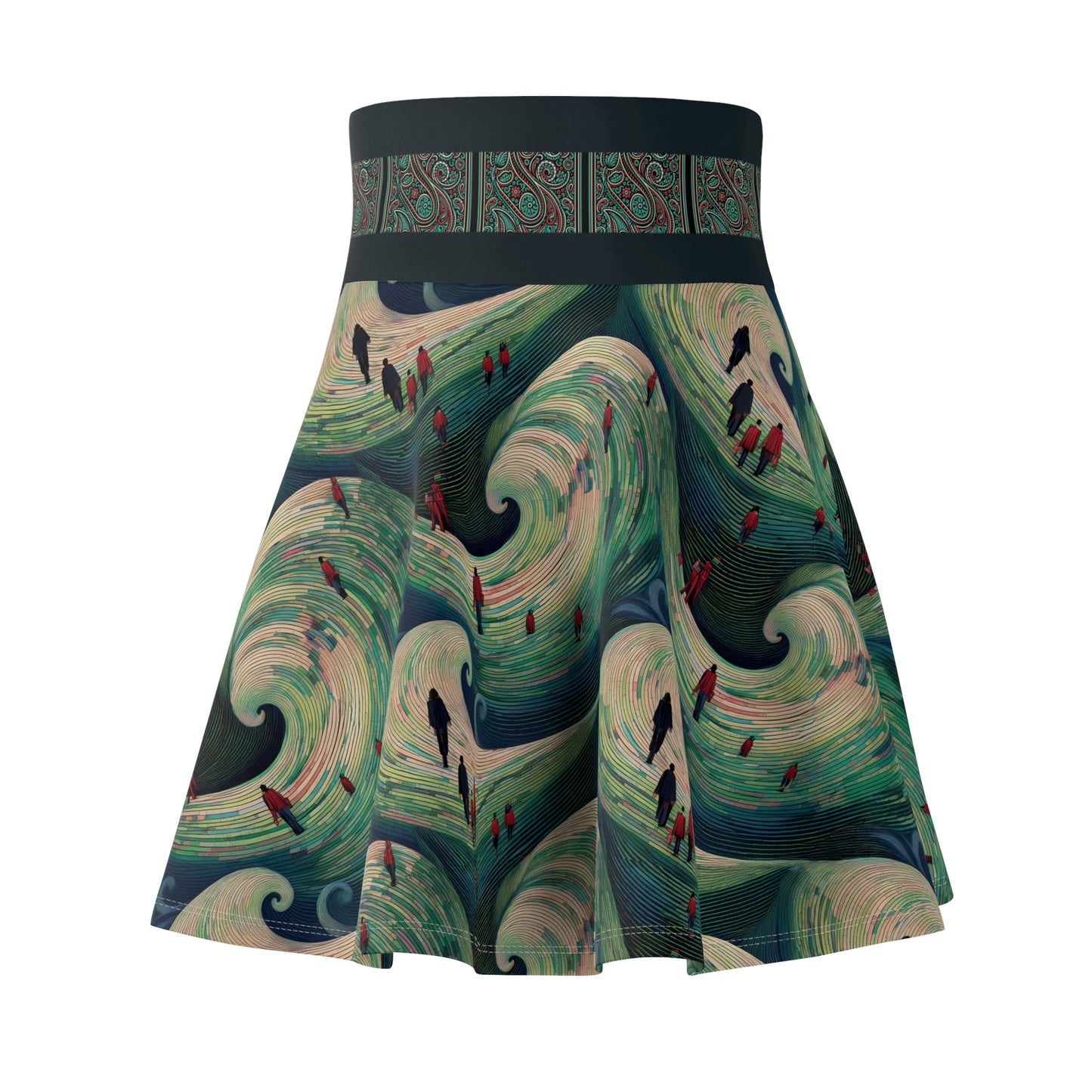 Skater Skirt - Walking on Ocean Waves - Nautical Theme - Women's Fashion