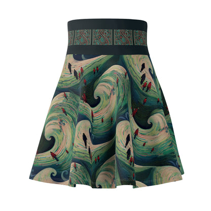 Skater Skirt - Walking on Ocean Waves - Nautical Theme - Women's Fashion