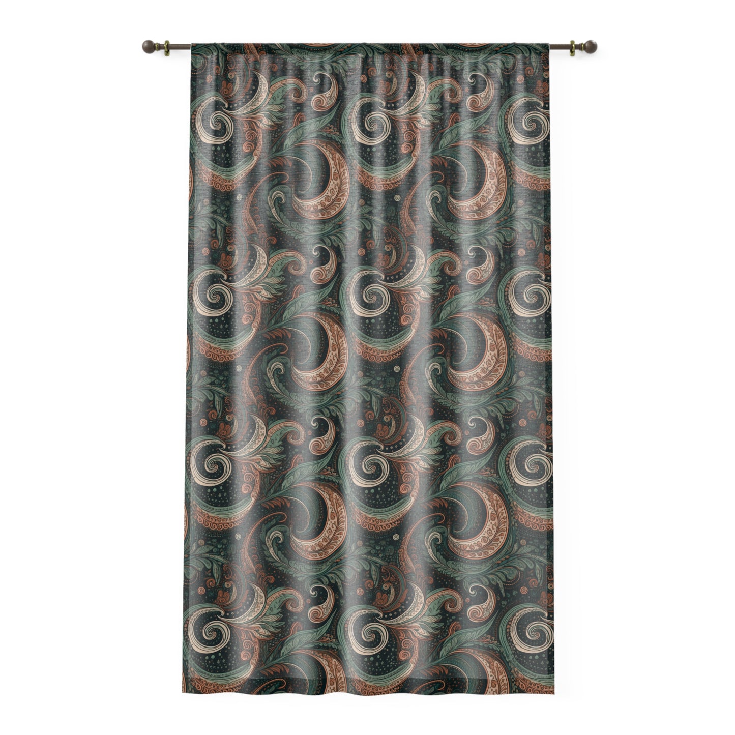 Boho Chic Window Curtain - Elegant Swirl Design for Cozy Home Decor