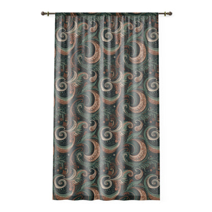 Boho Chic Window Curtain - Elegant Swirl Design for Cozy Home Decor