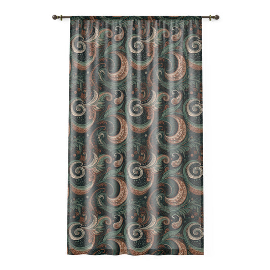 Boho Chic Window Curtain - Elegant Swirl Design for Cozy Home Decor