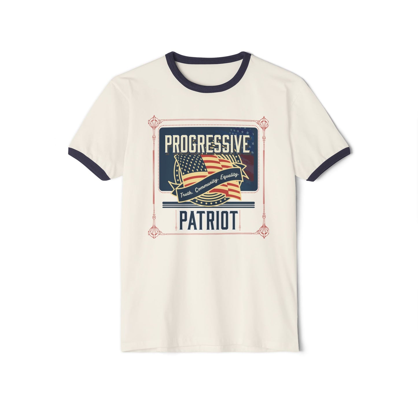 Retro American Flag Progressive Patriot Unisex T-Shirt, Truth Community Equality, USA Pride Tee, Fourth of July Shirt, Political Activist