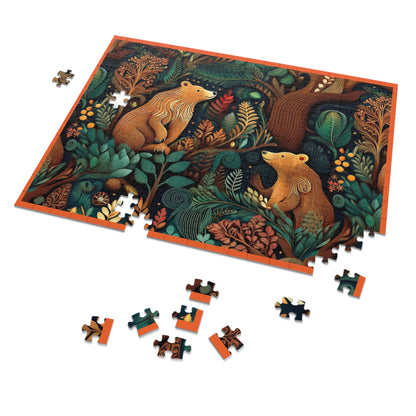 Nature-Inspired Bear Jigsaw Puzzle with Tin - Perfect for Family Fun and Gift-Giving