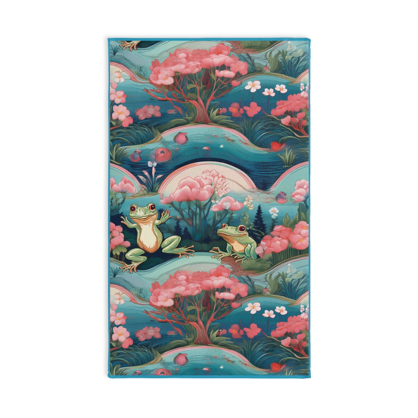 Whimsical Frog Pattern Hand Towel - Nature-Inspired Bathroom Decor