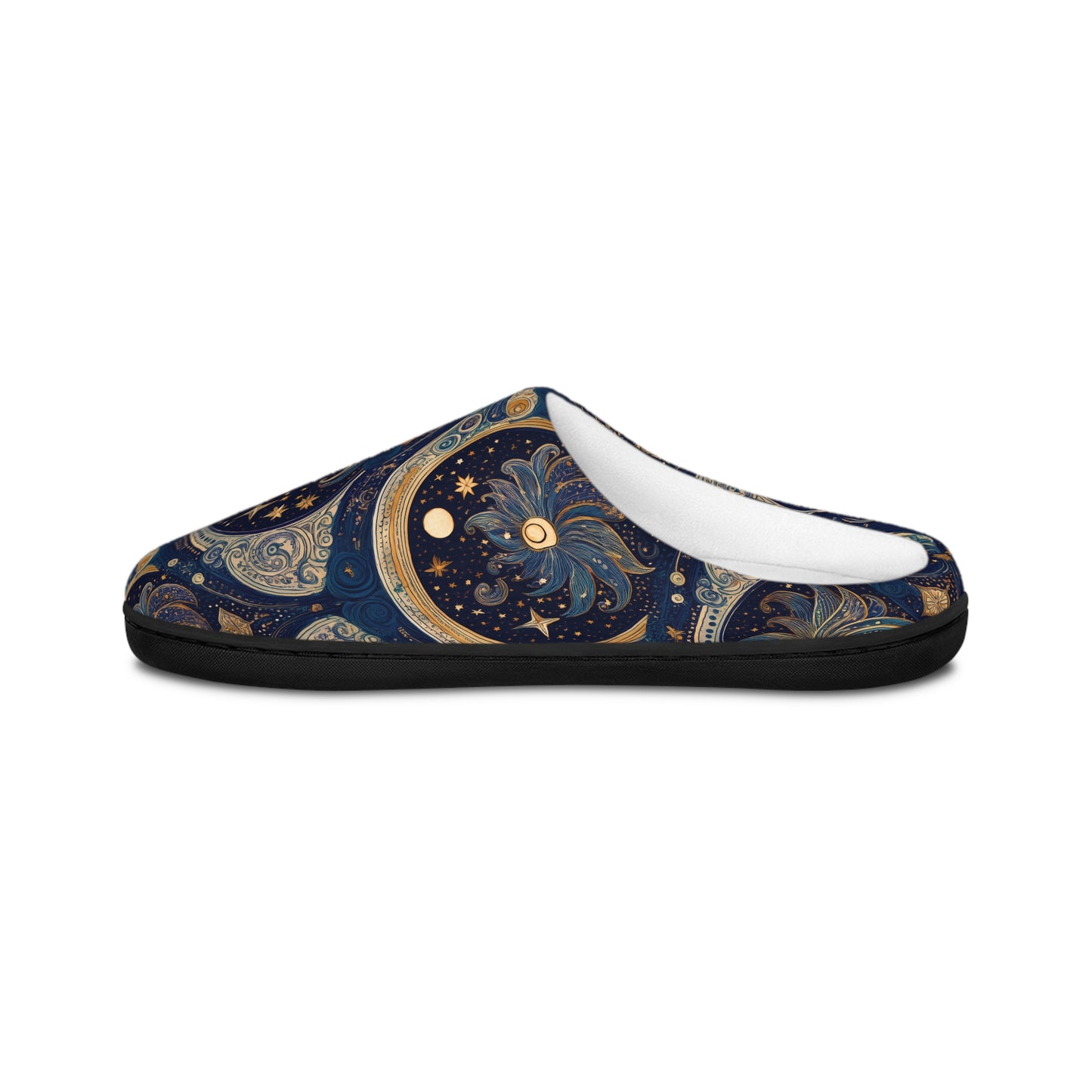 Cozy Space Men’s Indoor Slippers with Moon design