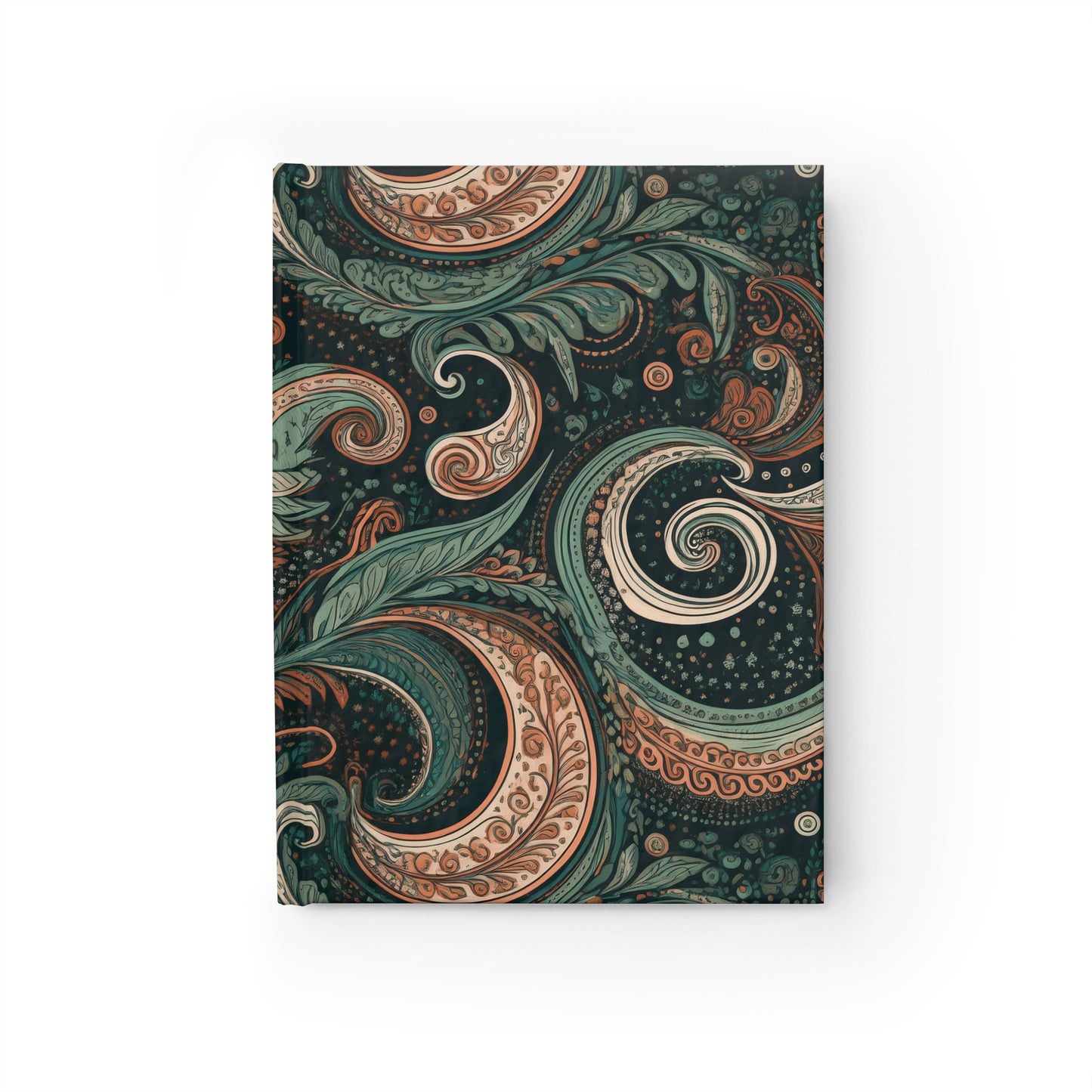 Green Paisley Journal, Unique Notebook, Spiral Diary, Artistic Writing Pad