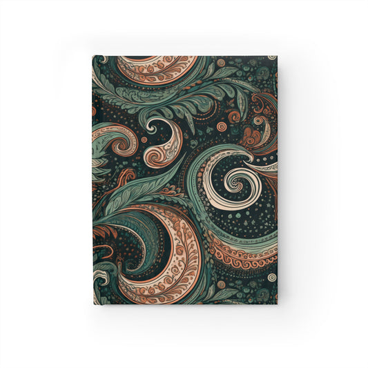 Green Paisley Journal, Unique Notebook, Spiral Diary, Artistic Writing Pad