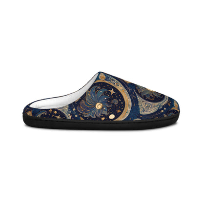 Cozy Space Men’s Indoor Slippers with Moon design