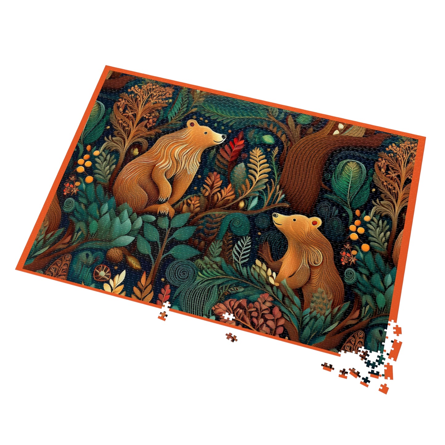 Nature-Inspired Bear Jigsaw Puzzle with Tin - Perfect for Family Fun and Gift-Giving