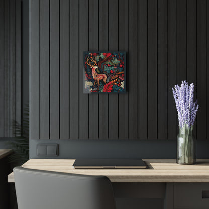 Acrylic Print - Surrealist Deer Nighttime Forest Deco