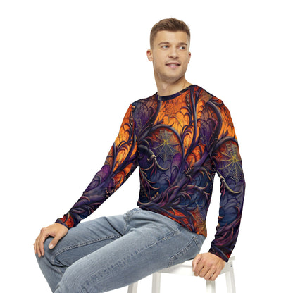 Vibrant Halloween Long Sleeve Unisex Top, Spiderweb Shirt - Vibrant Halloween Spiderweb Visceral Goth