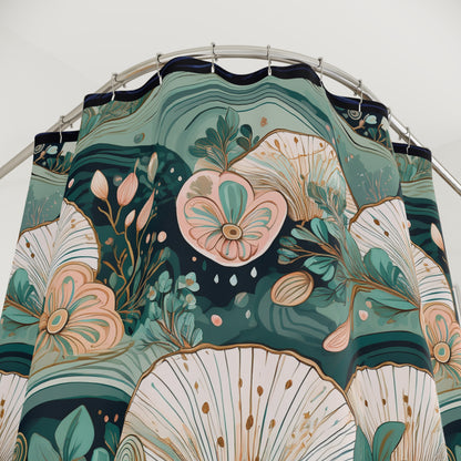 Elegant Floral Sea Shower Curtain - Nature-Inspired Bathroom Decor