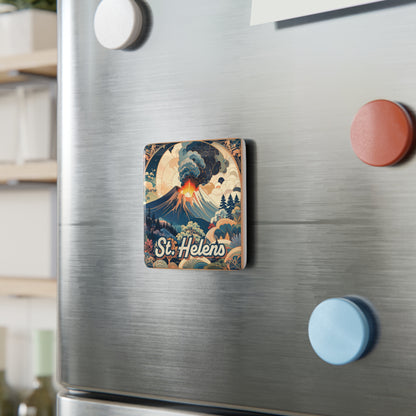 Mt. St. Helens Retro Volcano Porcelain Magnet