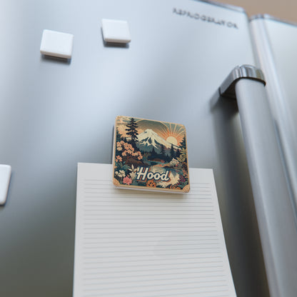 Mt Hood Vintage Mountain Sunrise Porcelain Magnet