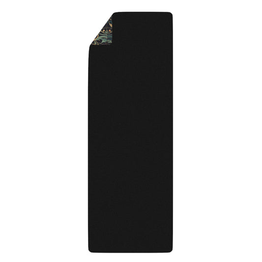 Black Cat Botanical Rubber Yoga Mat — Non‑Slip Floral Meditation Mat