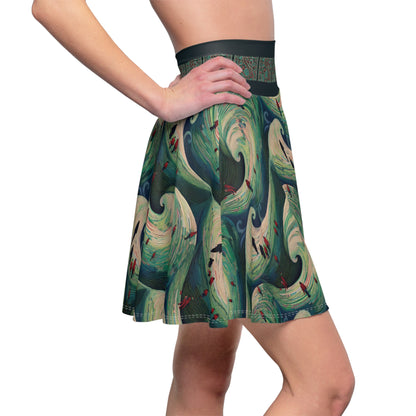 Skater Skirt - Walking on Ocean Waves - Nautical Theme - Women's Fashion