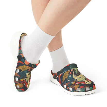 Artistic EVA Foam Rubber Clogs - Dragon Design for Comfort and Style