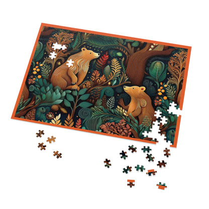 Nature-Inspired Bear Jigsaw Puzzle with Tin - Perfect for Family Fun and Gift-Giving