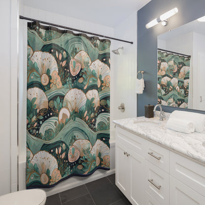 Elegant Floral Sea Shower Curtain - Nature-Inspired Bathroom Decor